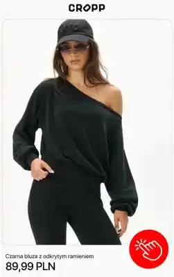 Czarna bluza z odkrytym ramieniem Cropp