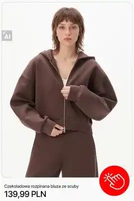 Czekoladowa rozpinana bluza ze scuby Cropp