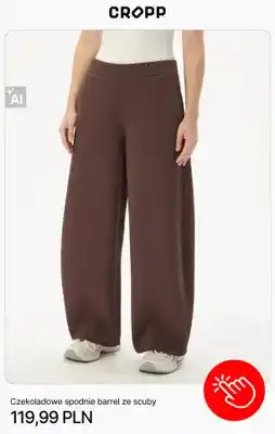 Cropp Czekoladowe spodnie barrel ze scuby Cropp oferta