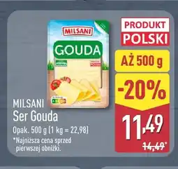 ALDI Ser gouda w plastrach Milsani oferta