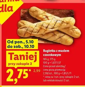 Lidl Bagietka z masłem czosnkowym Piekarnia Lidla oferta