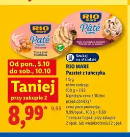 Lidl Pasztet z tuńczyka Pâté Tuna and Hummus Rio Mare oferta