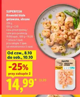 Lidl Krewetki białe gotowane obrane SuperFish oferta
