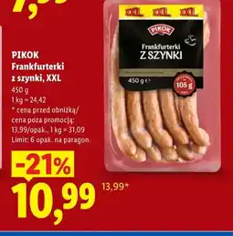 Lidl Frankfurterki z szynki XXL Pikok oferta