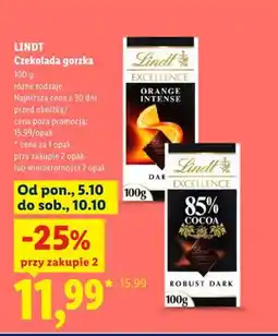 Lidl Czekolada gorzka Excellence Orange Intense Lindt oferta
