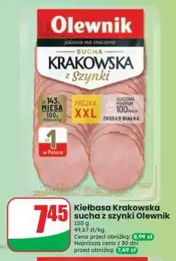 Dino Kiełbasa krakowska sucha z szynki Olewnik oferta