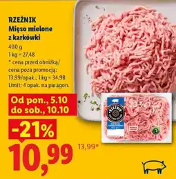 Lidl Mięso mielone z karkówki RZEŹNIK oferta