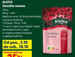 Lidl Alesto Żurawina suszona oferta