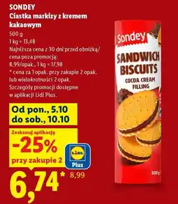 Lidl Ciastka markizy z kremem kakaowym Sondey oferta