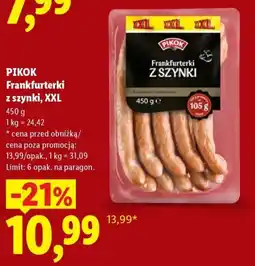 Lidl PIKOK Frankfurterki z szynki, XXL oferta
