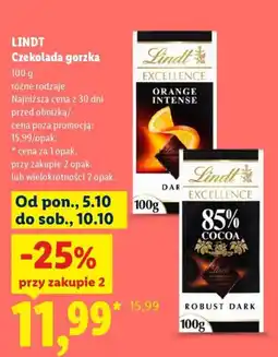 Lidl Czekolada gorzka Lindt oferta