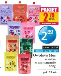 Specjał Owolovo Mus saszetka w asortymencie oferta