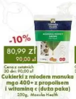 Organic Farma Zdrowia Cukierki z miodem manuka mgo 400+ z propolisem i witaminą c (duża paka) oferta