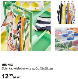 IKEA IKEA RINNIG Ścierka, wielobarwny wzór, 45x60 cm oferta