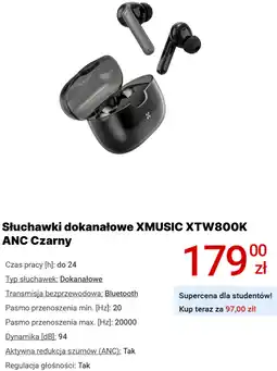 Media Expert Słuchawki dokanałowe XMUSIC XTW800K ANC Czarny oferta