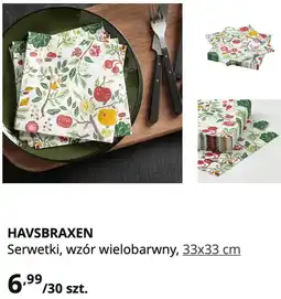 IKEA IKEA HAVSBRAXEN Serwetki, wzór wielobarwny, 33x33 cm oferta