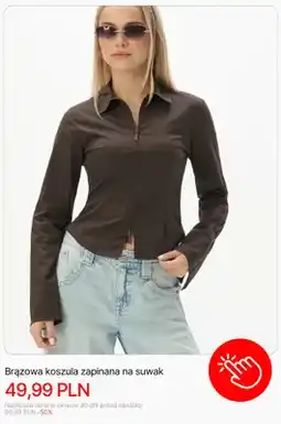 Cropp Brązowa koszula zapinana na suwak Cropp oferta