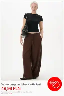 Cropp Spodnie baggy z ozdobnymi zakładkami Cropp oferta
