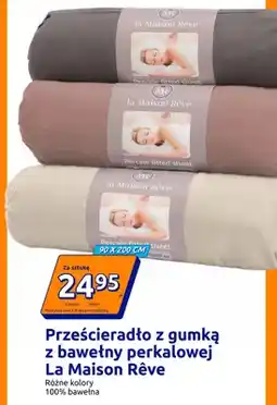 Action Prześcieradło z gumką z bawełny perkalowej La Maison Rêve 90x200 cm oferta