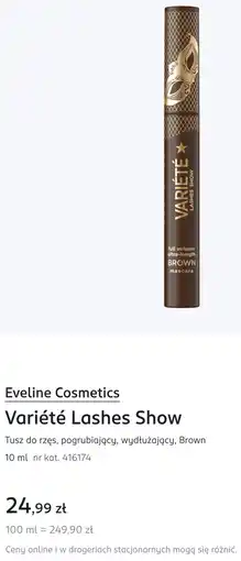 Rossmann Eveline Cosmetics Variété Lashes Show Tusz do rzęs, pogrubiający, wydłużający, Brown oferta