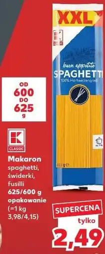 Kaufland K-Classic Makaron spaghetti, świderki, fusilli oferta