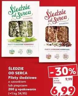 Kaufland Śledzie od Serca Filety śledziowe z czosnkiem lub pieprzem oferta