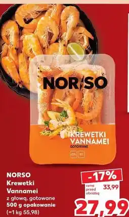Kaufland Norso Krewetki Vannamei z głową, gotowane oferta