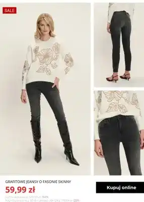 Greenpoint Grafitowe jeansy o fasonie skinny Greenpoint oferta