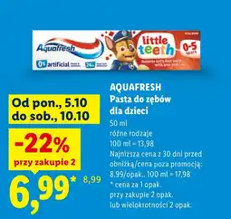 Lidl Pasta do zębów Aquafresh oferta