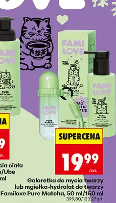 Biedronka Galaretka do mycia twarzy lub mgiełka-hydrolat do twarzy Familove Pure Matcha oferta