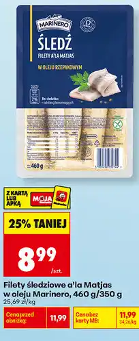 Biedronka Filety śledziowe a'la Matjas w oleju Marinero oferta