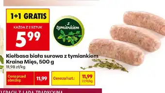 Biedronka Kiełbasa biała surowa z tymiankiem Kraina Mięs oferta