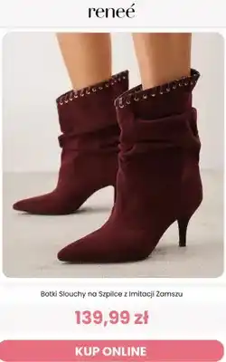 Botki slouchy na szpilce z imitacji zamszu Reneé