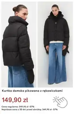 Kurtka damska pikowana z rękawiczkami