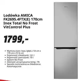 Media Markt Lodówka Amica FK2695,4FTX(E) 170 cm Inox Total No Frost VitControl Plus oferta