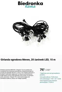 Biedronka Girlanda ogrodowa Meven, 20 żarówek LED, 10 m oferta