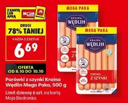 Biedronka Parówki z szynki Kraina Wędlin Mega Paka, 500 g oferta