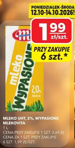 Top Market Mleko UHT, 2%, Wypasione Mlekovita oferta