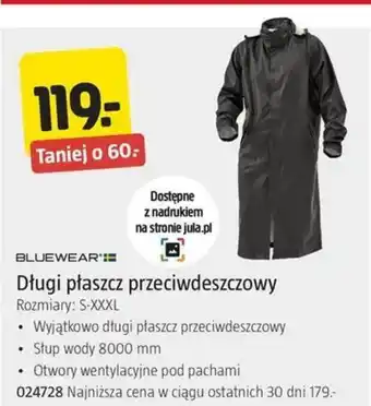 Długi płaszcz przeciwdeszczowy Bluewear