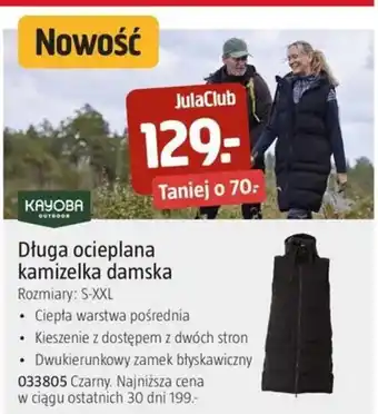 Kayoba Długa ocieplana kamizelka damska