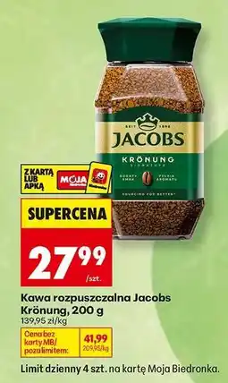 Biedronka Kawa rozpuszczalna Jacobs Krönung, 200 g oferta