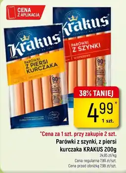 Delikatesy Piotruś Pan Parówki z szynki, z piersi kurczaka Krakus oferta