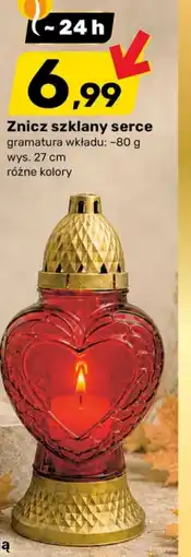Bricomarche Znicz szklany serce oferta