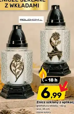 Bricomarche Znicz szklany z aplikacją gramatura oferta