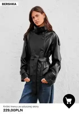 Bershka Krótki trencz ze sztucznej skóry Bershka oferta