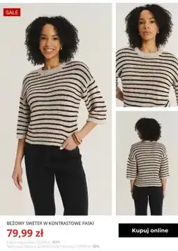 Greenpoint Beżowy sweter w kontrastowe paski Greenpoint oferta
