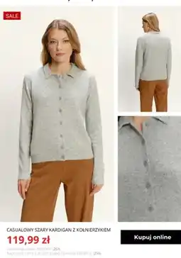 Greenpoint Casualowy szary kardigan z kołnierzykiem Greenpoint oferta