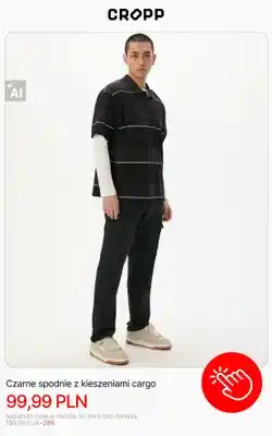 Cropp Czarne spodnie z kieszeniami cargo Cropp oferta