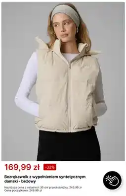 4F Bezrękawnik z wypełnieniem syntetycznym damski - beżowy 4F oferta