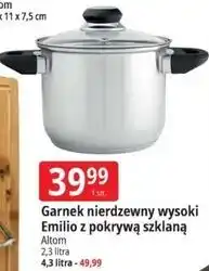 E.Leclerc Garnek nierdzewny wysoki Emilio z pokrywą szklaną Altom 2,3 litra oferta